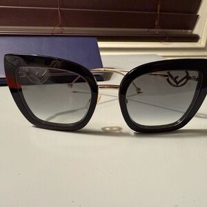 Fendi Black and Gold Cat-Eye Sunglasses